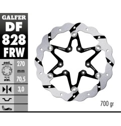 Disque de frein flottant Wave rainuré GALFER pour TM RACING EN 125, EN 144, EN 250, EN 300, EN 450, EN 530 de 2001 à 2021