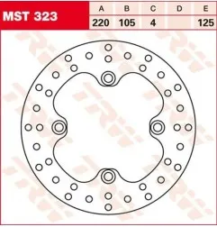 Feste runde Bremsscheibe 220–250 mm TRW für HONDA, KAWASAKI, SUZUKI NX 650, TRX 400, XL 125, XR 250, XR 400 von 1988 bis 2018 – 