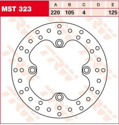 TRW fixed round brake disc 220-250 mm for HONDA, KAWASAKI, SUZUKI NX 650, TRX 400, XL 125, XR 250, XR 400 from 1988 to 2018
