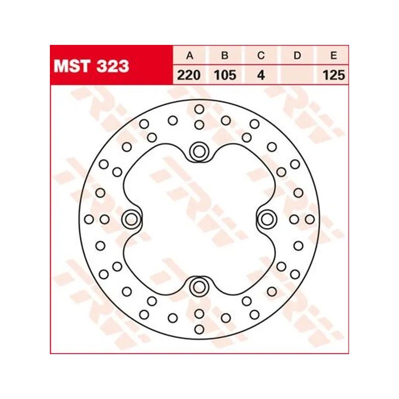 Disque de frein rond fixe 220-250 mm TRW pour HONDA, KAWASAKI, SUZUKI NX 650, TRX 400, XL 125, XR 250, XR 400 de 1988 à 2018 Disque de frein rond fixe 220-250 mm TRW pour HONDA, KAWASAKI, SUZUKI NX 650, TRX 400, XL 125, XR 250, XR 400 de 1988 à 2018