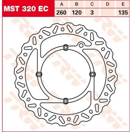 Ec TRW brake discs for HUSQVARNA CR 125, CR 250, SM 125, TC 250, TC 450, TC 510, TC 610, TE 125 from 2000 to 2013