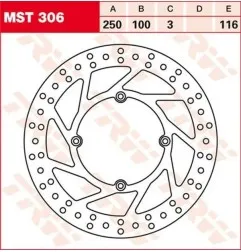 TRW-Bremsscheiben für KAWASAKI KDX 250, KLX 250, KLX 300, KX 125, KX 250, KX 500 von 1989 bis 2007 – Art.-Nr. MST306