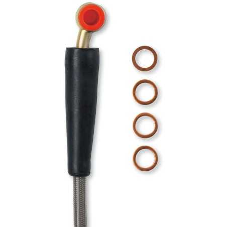 MOOSE stainless steel braided brake hose for KAWASAKI, SUZUKI KX 125, KX 250, KX 250 F, RM 125, RM 250, RM-Z 250 from 2004 to 20