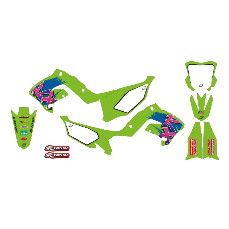 Kit déco rétro BLACKBIRD RACING pour KAWASAKI KX 125, KX 250 de 2003 à 2008 Kit déco rétro BLACKBIRD RACING pour KAWASAKI KX 125, KX 250 de 2003 à 2008