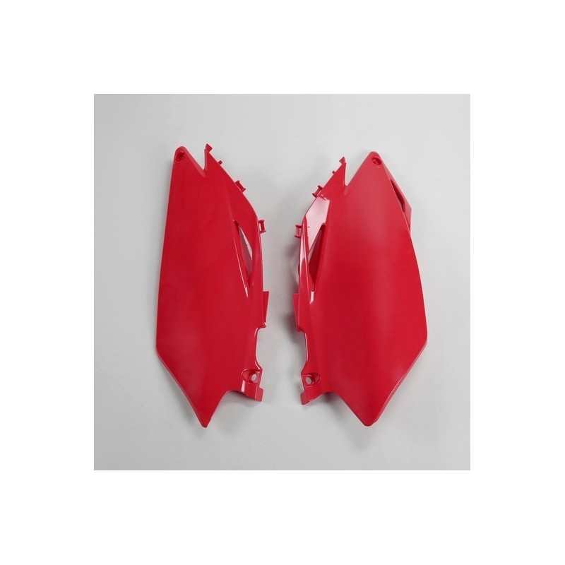 Plaques numéro latérales UFO rouge pour HONDA CRF 250, 450 R de 2009 à 2010 Plaques numéro latérales UFO rouge pour HONDA CRF 250, 450 R de 2009 à 2010