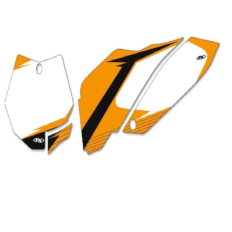 Kit de placa de matrícula gráfica precortada FACTORY EFFEX para KTM SX, XC de 2007 a 2010