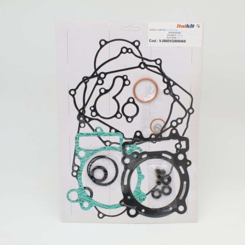 Complete engine gasket kit ITALKIT for KAWASAKI KX 450 F from 2006 to 2008, KLX 450R from 2008 to 2010