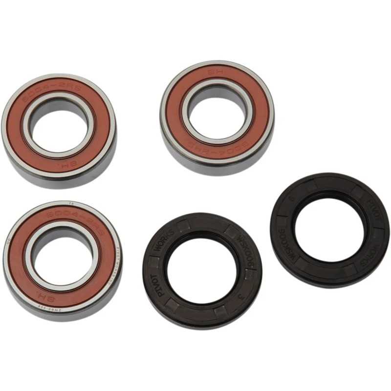 PIVOT WORKS-Satz mit Lagern und Dichtungen für das Hinterrad der KAWASAKI KX 125 K, KX 125 L, KX 250 und KX 500 E der Baujahre