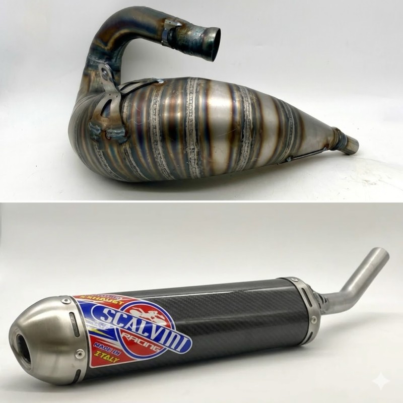 Pot d'échappement SCALVINI complet avec silencieux en carbone pour APRILIA MX 125 de 2003 à 2008