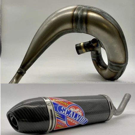 Pot d'échappement SCALVINI complet avec silencieux en full carbone pour KAWASAKI KX 250 de 2005 à 2008