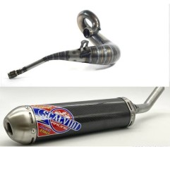 Muffler SCALVINI complete with carbon/stainless steel silencer for KAWASAKI KX 250 from 2005 to 2008