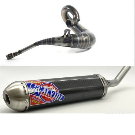 Pot d'échappement SCALVINI complet avec silencieux carbone/inox pour KAWASAKI KX 250 de 2005 à 2008
