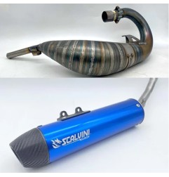 Pot d'échappement SCALVINI complet avec silencieux en full carbone bleu pour HM 50 cylindrée majorée de 2010 à 20