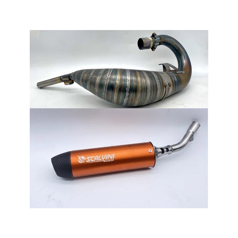Pot d'échappement SCALVINI complet avec silencieux en full carbone orange pour HM 50 cylindrée majorée de 2010 à 20