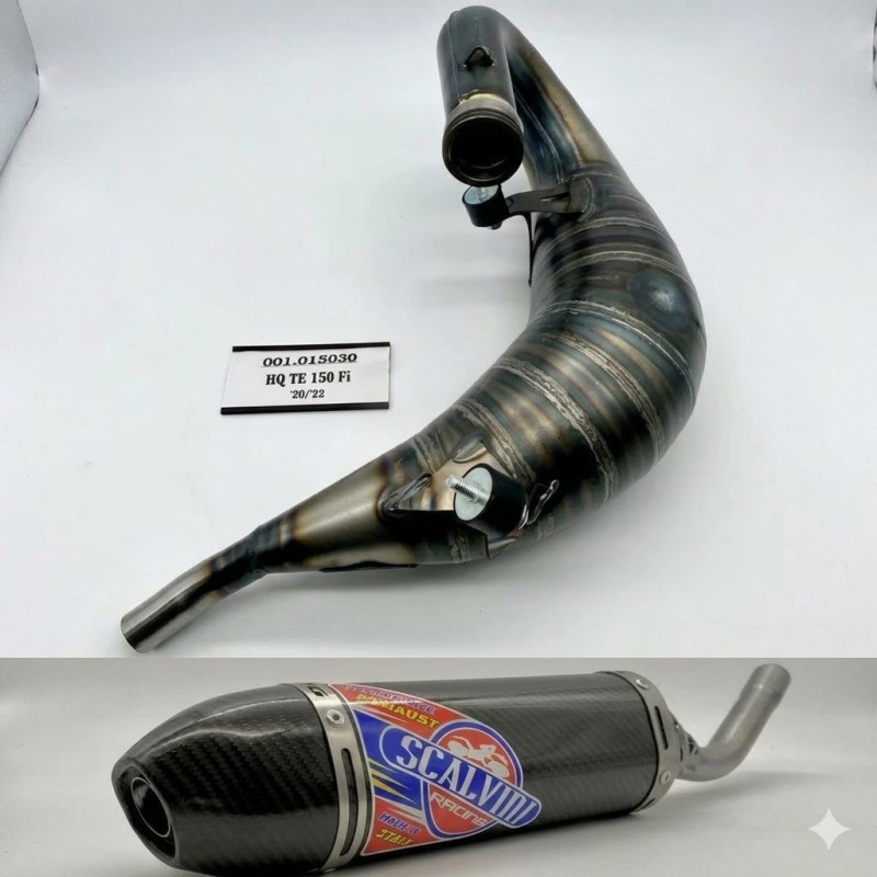 Pot d'échappement SCALVINI complet avec silencieux full carbone pour KTM EXC TPI, HUSQVARNA TE FI 150 de 2024
