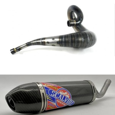 Pot d'échappement SCALVINI complet avec silencieux full carbone pour HONDA CR 250 de 1990 à 1991