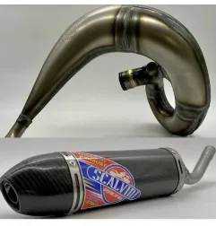 Sistema de escape completo « SCALVINI » con silenciador íntegramente de carbono para HONDA CR 250 de 1990 a 1991 - Ref. 001.0265