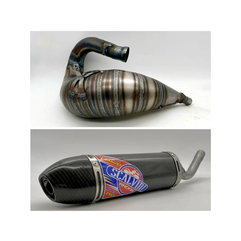 Pot d'échappement SCALVINI complet avec silencieux full carbone pour APRILIA MX 125 de 2003 à 2008
