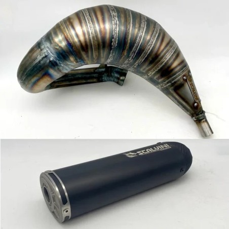 Pot d'échappement SCALVINI complet avec silencieux carbone look pour APRILIA RX, SX 125 de 2007 à 2015