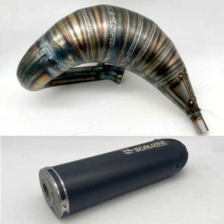 SCALVINI -Auspuffanlage komplett mit Schalldämpfer in Carbon-Optik für APRILIA RX, SX 125, Baujahre 2007 bis 2015