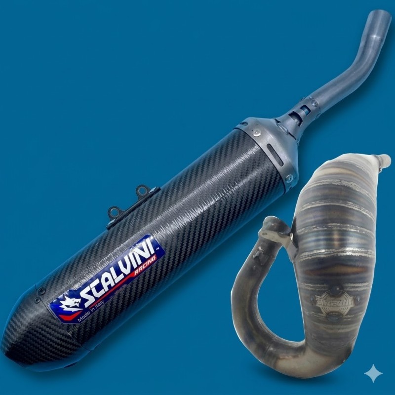 Muffler SCALVINI complete with full carbon silencer for APRILIA RX, SX 125 from 1992 to 1994