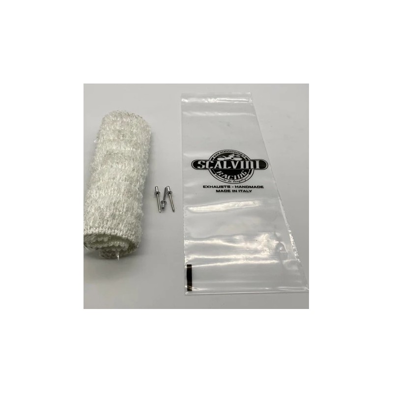 Rockwool Kit SCALVINI 250 mm + Rivets (Round Silencer Refill Ø70) for motocross bikes
