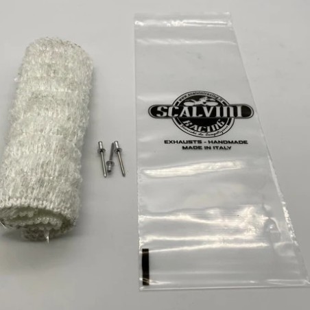 Kit Rockwool SCALVINI 250 mm + Remaches (Recambio Silencioso Redondo Ø70) para motos de motocross