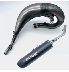 Exhaust system SCALVINI complete with carbon look silencer for KTM SX, HUSQVARNA TC, GAS GAS MC 65 from 2016 to 2023