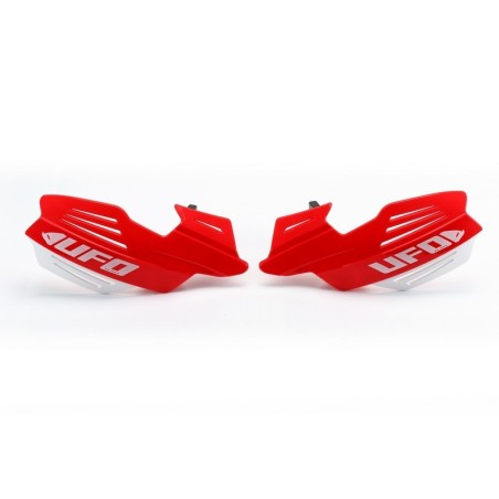 Protège-mains UFO Vulcan rouge/blanc/jaune pour motocross