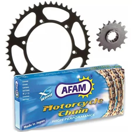 Kit de cadena « AFAM » 520MX6 13/51 reforzada - corona ultraligera resistente al barro para KAWASAKI KX 250 de 2005 a 2008 - Ref