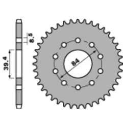 Piñón de acero PBR paso 520 para APRILIA CLASSIC 125, PEGASO 125, RX 125, TUONO 125 y HM CRE 125 BAJA RR 2T, CRE 125 COMP SIX 2T