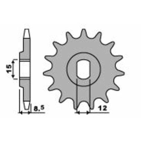 Pignon acier PBR pas 415 pour KTM SX 50, SX 50 MINI et HUSQVARNA TC 50, TC 50 MINI de 2014 à 2023