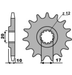 Pignon acier PBR pas 520 pour HUSQVARNA CR 125, WR 125 de 1980 à 2014