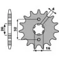 PBR steel front sprocket, 428 pitch for BETA RR 125, YAMAHA YZF 125, RIEJU MARATHON 125 and HM CRE 125 BAJA 2004-2026