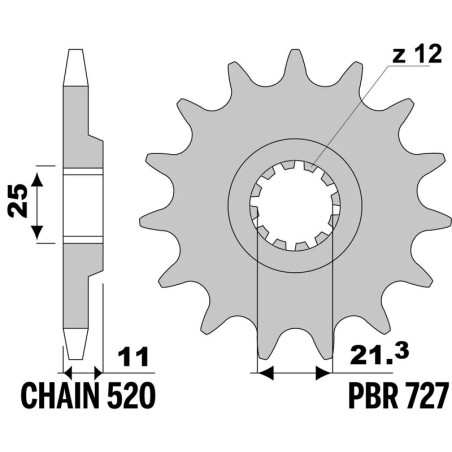 PBR steel front sprocket 520 pitch for HUSQVARNA CR 250, SM 610, TE 610, WR 250, WR 360 1987-2014