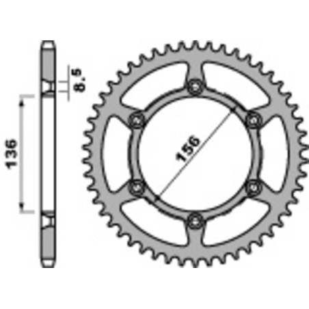 PBR steel rear sprocket 520 pitch for HUSQVARNA WR 125, GAS GAS EC 200, SHERCO SEF 250 and BETA RR 450 1980-2020