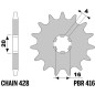 Pignon acier PBR pas 428 pour KAWASAKI KX 100, KX 65, KX 85, SUZUKI RM 80, RM 85, TS 125 et YAMAHA DT 125 MX, TY 125, YZ 80