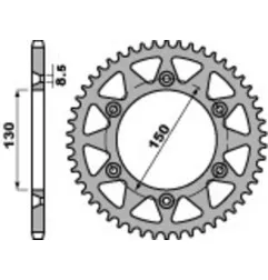PBR aluminium rear sprocket 520 pitch for YAMAHA YZ 125, FANTIC XE 125, HONDA NX 650 DOMINATOR and RIEJU MARATHON 250 1988 - 270