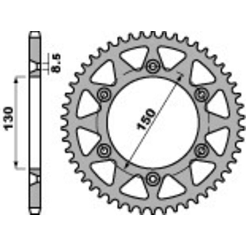 PBR aluminium rear sprocket 520 pitch for YAMAHA YZ 125, FANTIC XE 125, HONDA NX 650 DOMINATOR and RIEJU MARATHON 250 1988 - 270