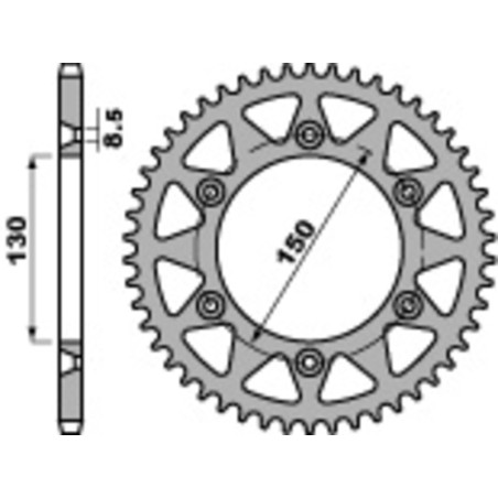 Corona de acero PBR paso 520 para YAMAHA YZ 125, YZ 250, FANTIC XE 125, XEF 250, HONDA XR 250, XR 500 y RIEJU MARATHON 250
