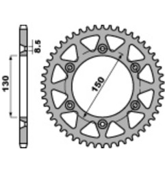 PBR Kettenrad Stahl Teilung 520 für YAMAHA YZ 125, YZ 250, FANTIC XE 125, XEF 250, HONDA XR 250, XR 500 und RIEJU MARATHON 250