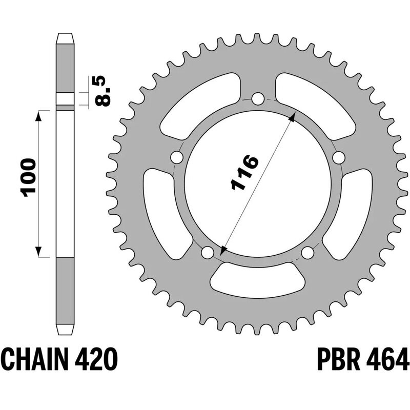 PBR steel rear sprocket 420 pitch for KAWASAKI KX 60, KX 80 and SUZUKI RM 60 1979-2003