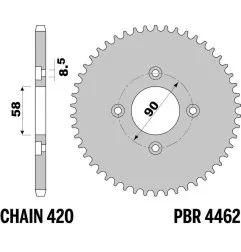 Couronne acier PBR 35 dents, pas 420