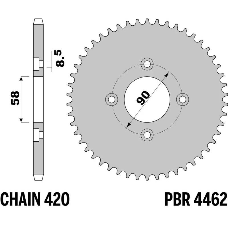 Corona de acero PBR, paso 420 para HONDA CRF 50, MONKEY, MSX 125, XR 50 de 2000 a 2027