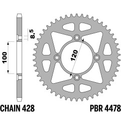 PBR Kettenrad Stahl 46 Zähne, Teilung 428