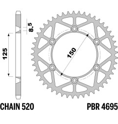 Corona de acero PBR paso 520 - 899