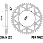 Corona de acero PBR paso 520 para KAWASAKI KDX 200, KX 125, KX 250, KXF 250, KXF 450 y SUZUKI RMZ 250 de 1983 a 2027