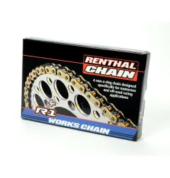 Chaîne de transmission RENTHAL 428 R1 Works 428 pour YAMAHA YZ 80, YZ 85, KAWASAKI KX 80, KX 85, SUZUKI RM 85 et KTM SX 85