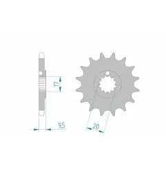Pignon acier AFAM pas 428 pour BETA EVO 80, EVO 80 2T SENIOR, REV 80, KTM EXC 50, SX 105, SX 85, HUSQVARNA TC 85 et RIEJU RR 50