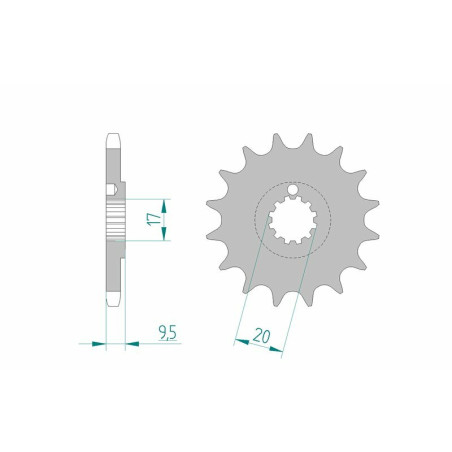 AFAM steel front sprocket 428 pitch for BETA EVO 80, EVO 80 2T SENIOR, KTM SX 105, SX 85, HUSQVARNA TC 85 and RIEJU RR 50